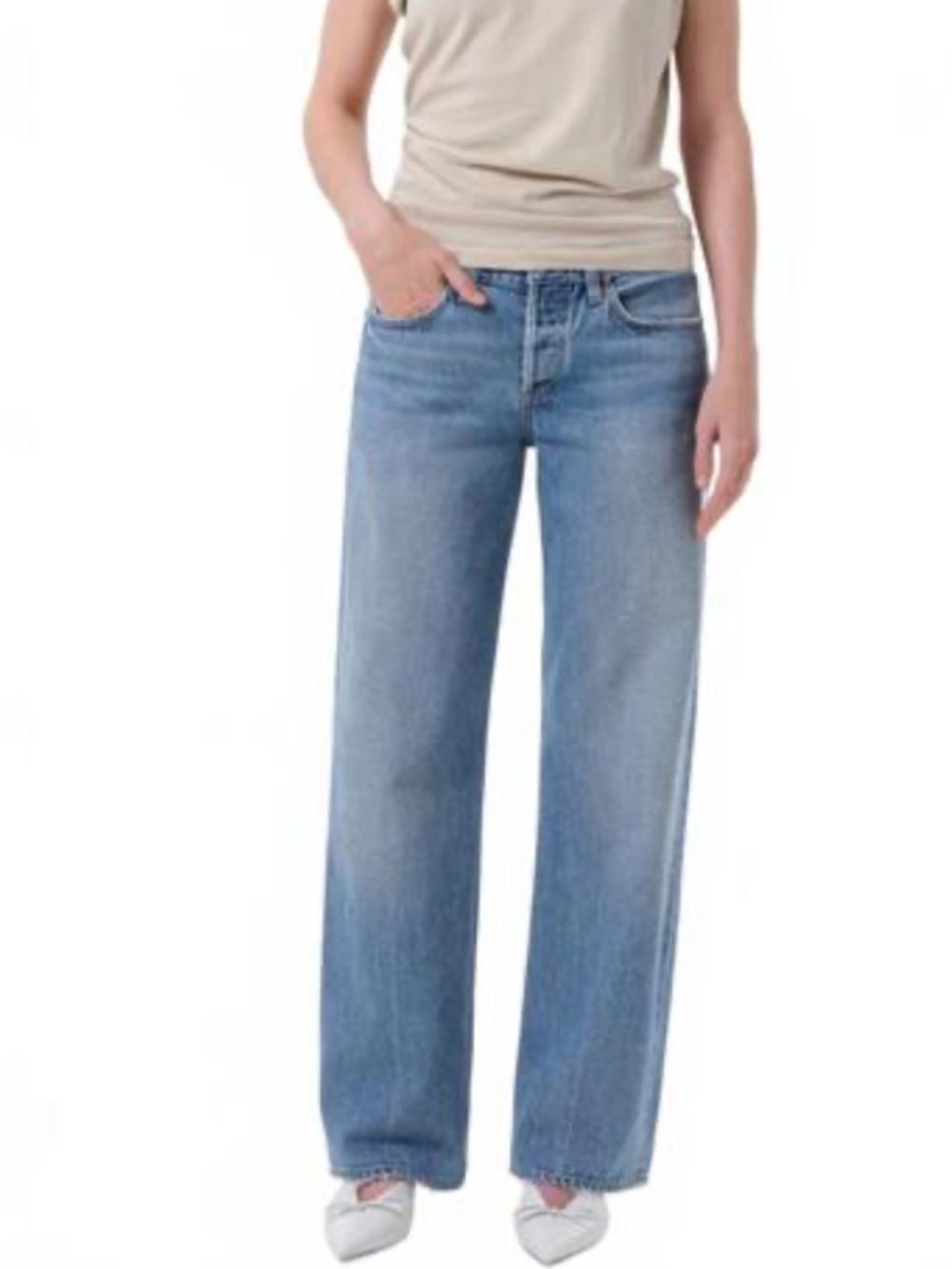 Agolde Women’s Straight Leg Jeans in Light Blue Wash